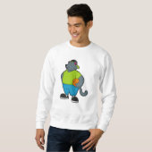 Cat as Basketball player with Basketball Sweatshirt (Vorne ganz)