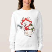 Cat as Mushroom picker with Mushroom Sweatshirt (Vorderseite)