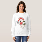Cat as Mushroom picker with Mushroom Sweatshirt (Vorne ganz)