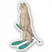 Cat as Skier with Ski & Ski poles Aufkleber (Vorderseite)