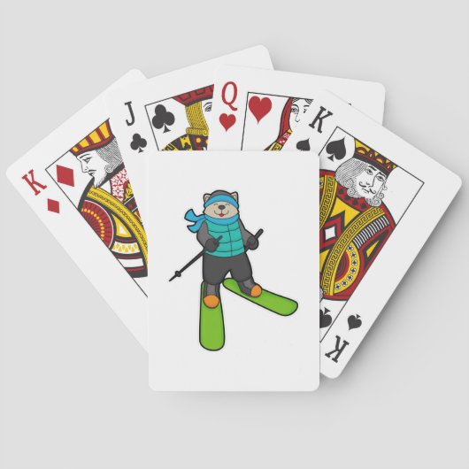 Cat as Skier with Ski Spielkarten (Rückseite)
