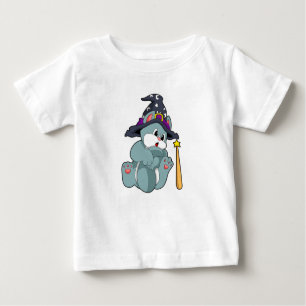 Cat as Wizard mit Zauberstab & Hut Baby T-shirt