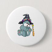 Cat as Wizard mit Zauberstab & Hut Button (Vorderseite)