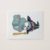 Cat as Wizard mit Zauberstab & Hut Puzzle (Horizontal)