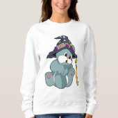 Cat as Wizard mit Zauberstab & Hut Sweatshirt (Vorderseite)