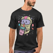 Cat Astronaut Boba Bubble Tea Kawaii Boys Girls Ki T-Shirt (Vorderseite)