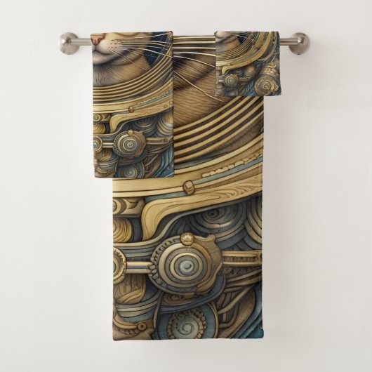 Cat Astronaut cyberpunk art Badhandtuch Set (Insitu)