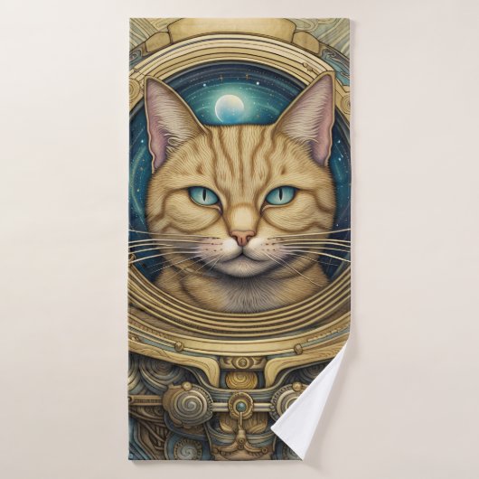 Cat Astronaut cyberpunk art Badhandtuch Set (Badehandtuch)
