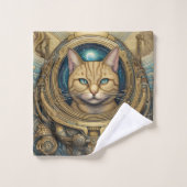 Cat Astronaut cyberpunk art Badhandtuch Set (Waschlappen)