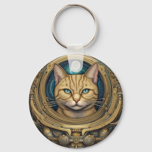 Cat Astronaut cyberpunk art Schlüsselanhänger (Vorderseite)