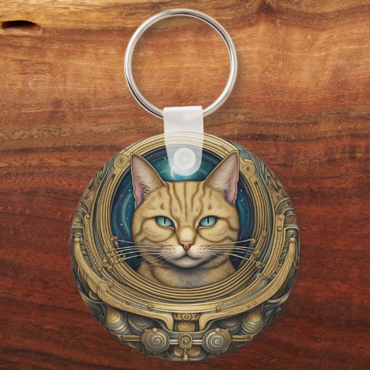 Cat Astronaut cyberpunk art Schlüsselanhänger (Vorderseite)