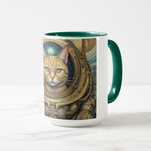 Cat Astronaut cyberpunk art Tasse (VorderseiteRechts)