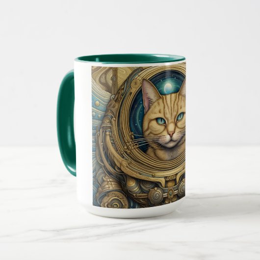 Cat Astronaut cyberpunk art Tasse (Vorderseite Links)