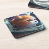 Cat Astronaut Getränkeuntersetzer (Linke Seite)