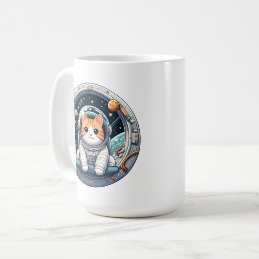 Cat Astronaut Kaffeetasse (Vorderseite Links)