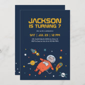 Cat Astronaut Outer Space Kindergeburtstag Einladung (Vorne/Hinten)