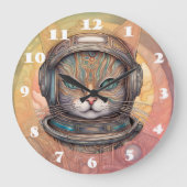 Cat Astronautin kompliziert detailliert Animes Art Große Wanduhr (Vorderseite)
