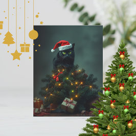 Cat-astrophe Christmas Holiday Chaos Funny Cat  Postkarte