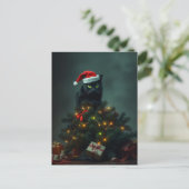 Cat-astrophe Christmas Holiday Chaos Funny Cat Postkarte (Stehend Vorderseite)