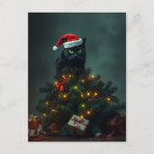 Cat-astrophe Christmas Holiday Chaos Funny Cat Postkarte (Vorderseite)