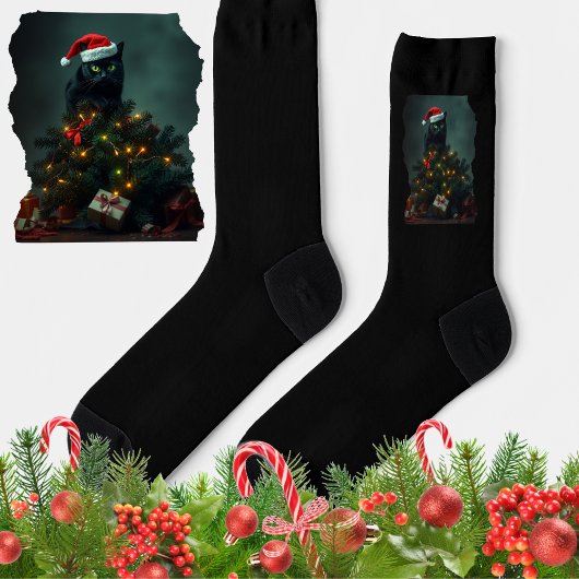 Cat-astrophe Christmas Holiday Chaos Funny Cat Socken