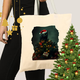 Cat-astrophe Christmas Holiday Chaos Funny Cat  Tragetasche