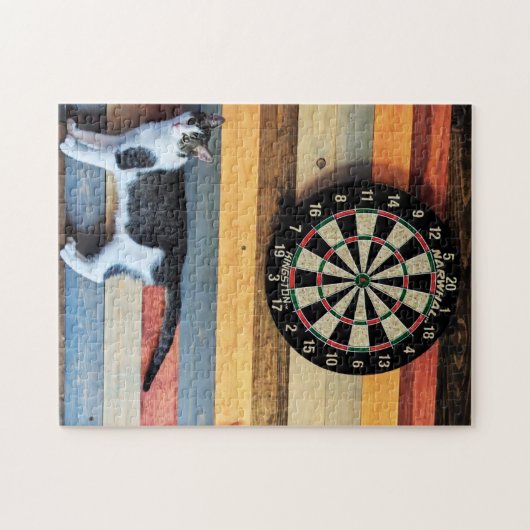 Cat at a Dart Board Jigsaw Puzzle (Horizontal)
