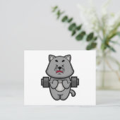 Cat at Biceps Training mit Barbell Postkarte (Stehend Vorderseite)