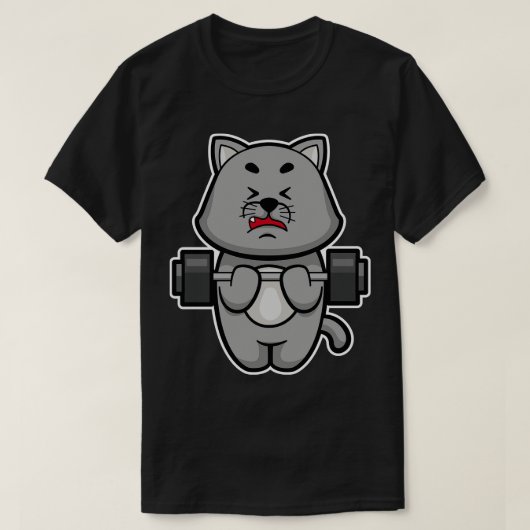 Cat at Biceps Training mit Barbell T-Shirt (Design vorne)
