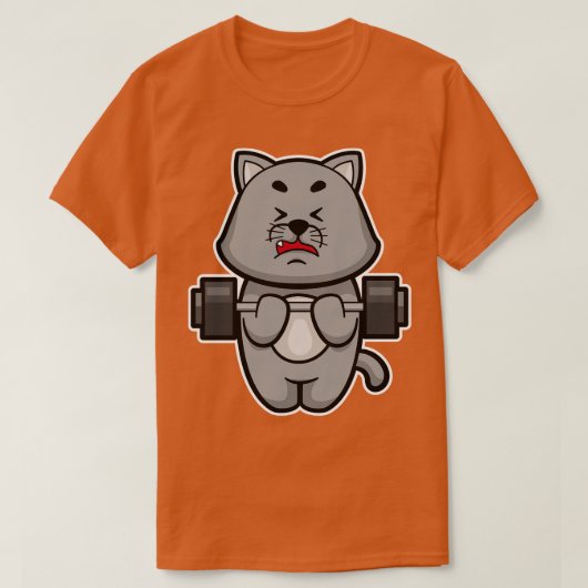 Cat at Biceps Training mit Barbell T-Shirt (Design vorne)