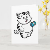 Cat at Biceps Training mit Dumbell Karte (Gelbe Blume)