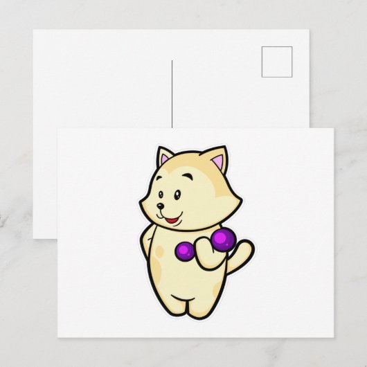 Cat at Biceps Training mit Dumbell Postkarte (Vorne/Hinten)