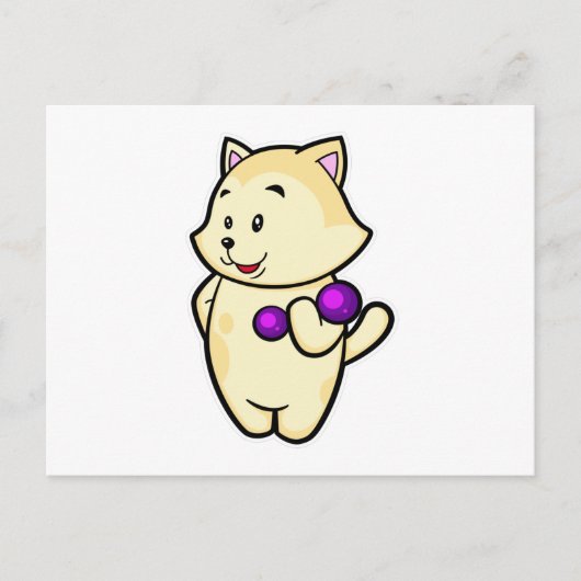 Cat at Biceps Training mit Dumbell Postkarte (Vorderseite)