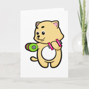 Cat at Biceps Training mit Dumbells Karte