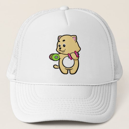 Cat at Biceps Training mit Dumbells Truckerkappe (Vorderseite)