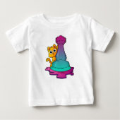 Cat at Chess with Chess piece Rook Baby T-shirt (Vorderseite)
