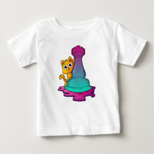 Cat at Chess with Chess piece Rook Baby T-shirt