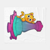 Cat at Chess with Chess piece Rook Fleecedecke (Vorderseite (Horizontal))