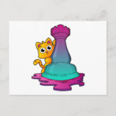Cat at Chess with Chess piece Rook Postkarte (Vorderseite)