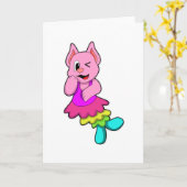 Cat at Dance with Skirt Karte (Gelbe Blume)