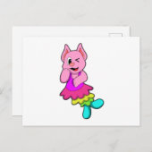 Cat at Dance with Skirt Postkarte (Vorne/Hinten)