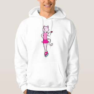 Cat at Ice Skaten mit Blume Hoodie