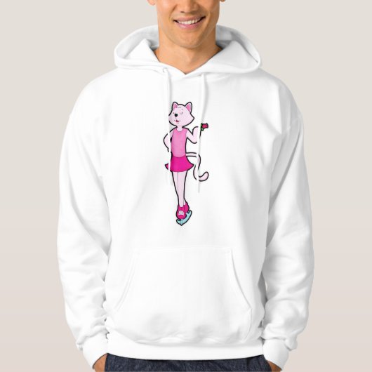 Cat at Ice Skaten mit Blume Hoodie (Vorderseite)
