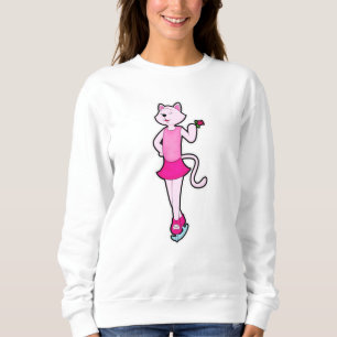 Cat at Ice Skaten mit Blume Sweatshirt