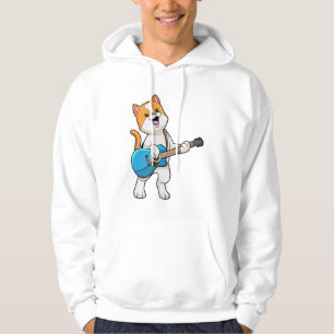Cat at Music with Gitarre Hoodie