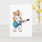 Cat at Music with Gitarre Karte (Gelbe Blume)