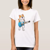 Cat at Music with Gitarre T-Shirt (Vorderseite)
