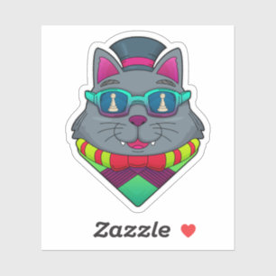 Cat at Schach mit Schachstück gepaart Aufkleber