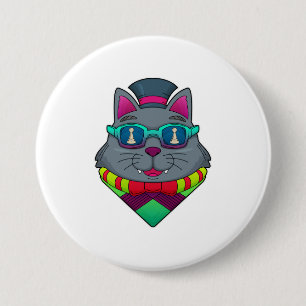 Cat at Schach mit Schachstück gepaart Button