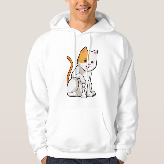 Cat at Schach mit Schachstück gepaart Hoodie (Vorderseite)
